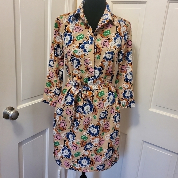 Banana Republic Floral Print Shirt Dress Size 0, colorful, preppy, classic - Picture 1 of 12